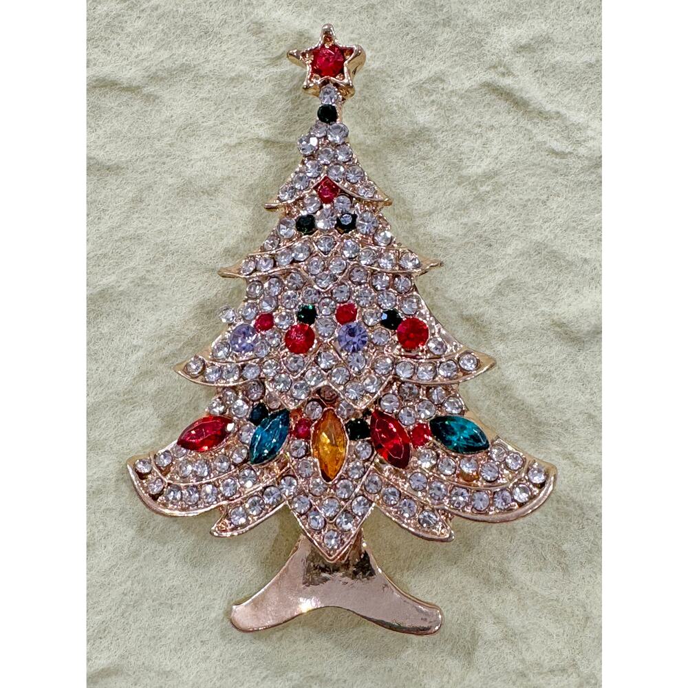New Gorgeous Rhinestone Christmas Holiday Pin Brooch CP16 - Picture 2 of 4